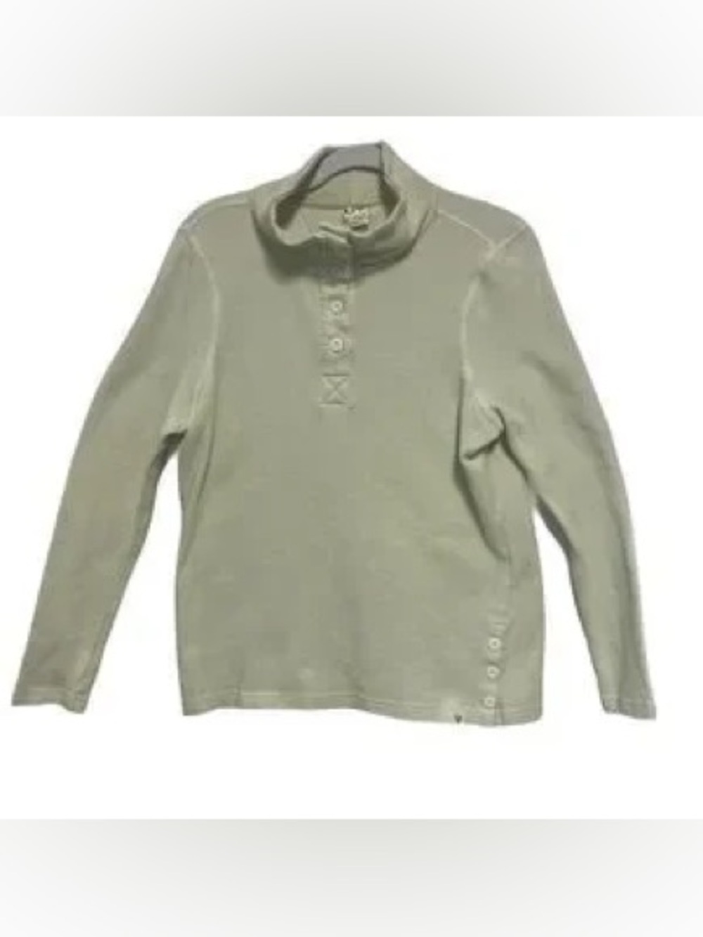 Life Integrity Earth Women's Green White Striped 3/4 Button Opening Shirt Top